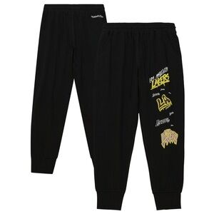 Los Angeles Lakers Mitchell & Ness Black Slap Sticker Jogger Pants